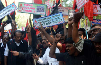 Protest against Sri Lankan president's India visit