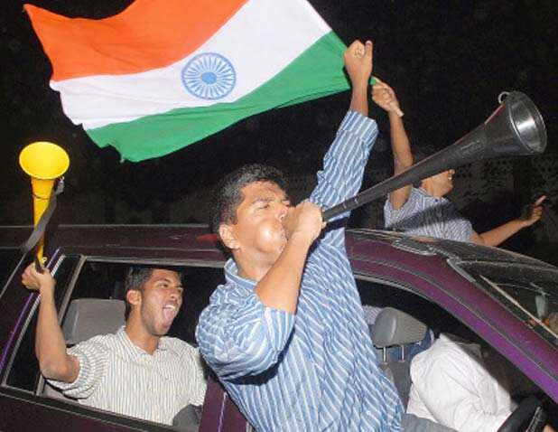 Fans celebrate Team India's win