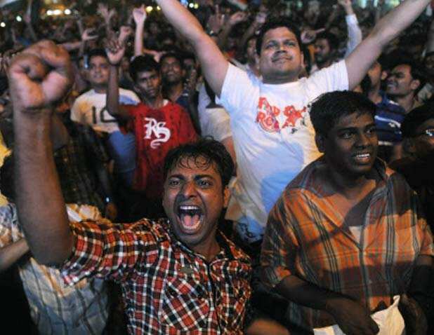 Fans celebrate Team India's win
