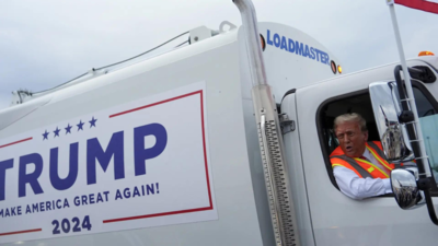Watch: Trump hits back at President Biden's comment by riding a garbage truck