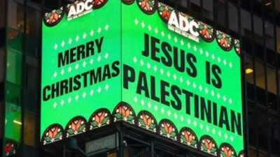 &lsquo;Jesus is Palestinian&rsquo; message on Times Square billboard triggers reactions online and among tourists