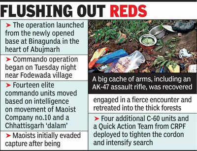 C-60 commando critical in 48hr gunfight in Abujmarh; one Maoist body found