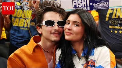 Kylie Jenner and Timoth&eacute;e Chalamet attend NBA finals games; match outfits in denim looks